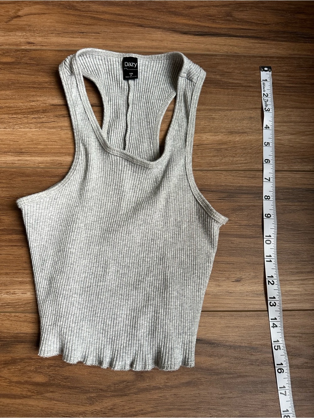 Dazy Ribbed Racerback Tank Top in Light Gray